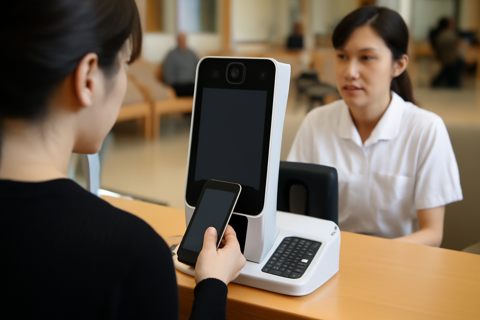 病院の受付、37万円のスマホタッチ機が登場した理由